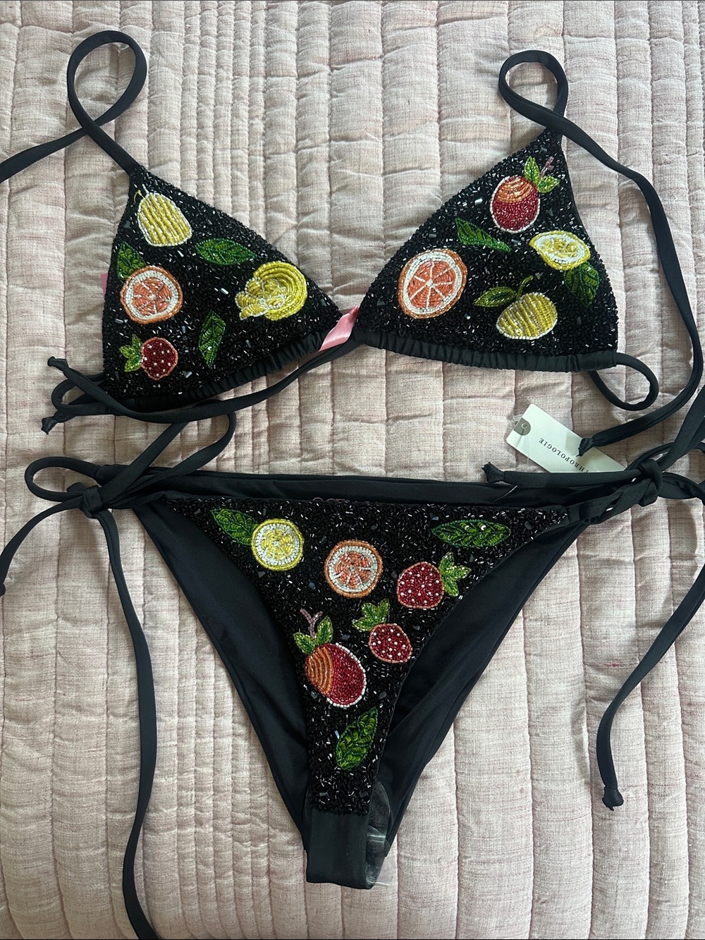 Oceanus x Anthropologie Fruit Bikini Top & Bottom L